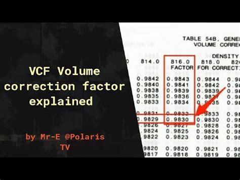 volume corrector|Volume correction factor .
